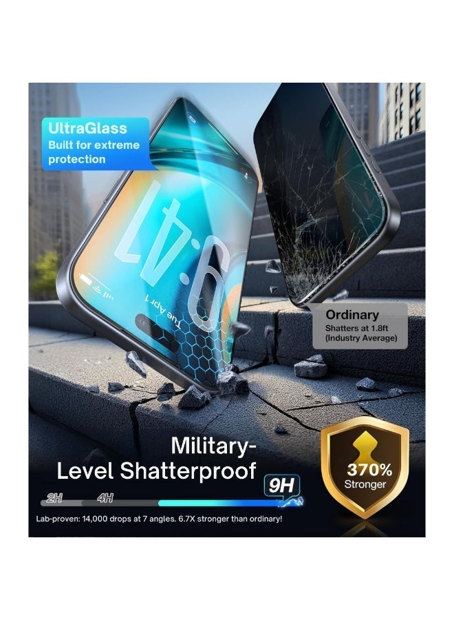 ترينفي واقي شاشة خصوصية لهاتف آيفون 13 برو ماكس - عبوة واحدة - زجاج مقوى بدرجة صلابة 9H، حماية مضادة للتجسس بزاوية 28 درجة تحجب الرؤية الجانبية، يدعم خاصية التعرف على الوجه، أداة تركيب سهلة مرفقة، متوافق مع أغلفة الحماية، مقاوم للخدوش - أسود - Image 5